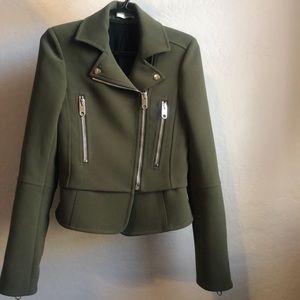 Balenciaga Paneled Crepe Moto Jacket